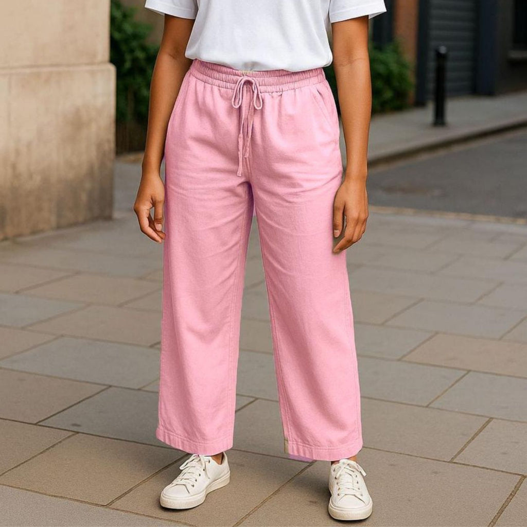 Women's Soft Wide Leg Jeans Pants Light Pink OB-35-R
