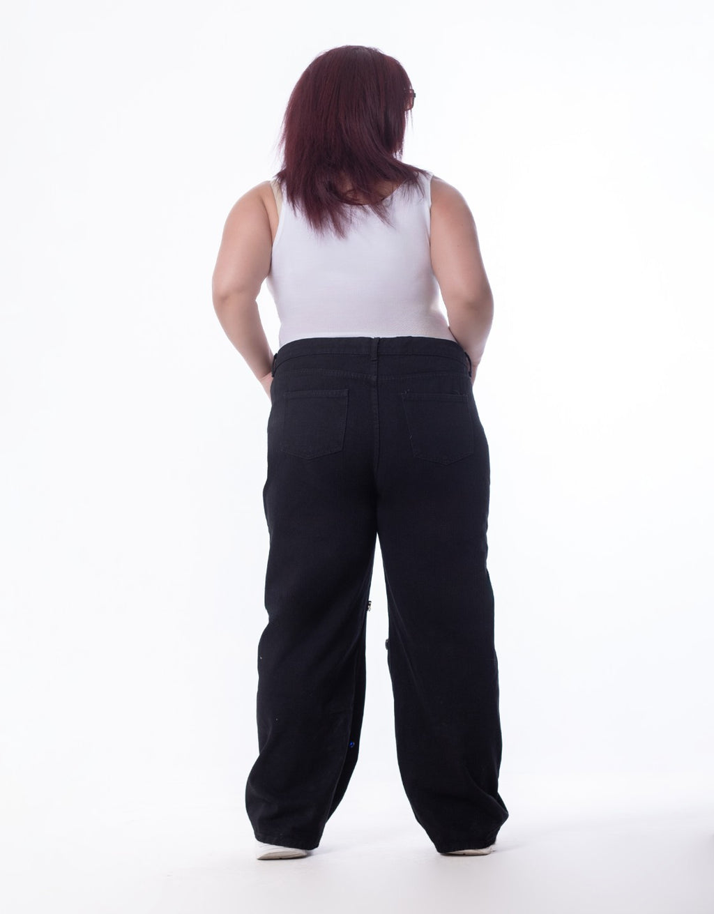 Plus Size Diamond Studded Black Flare Jeans OBD-350DBL