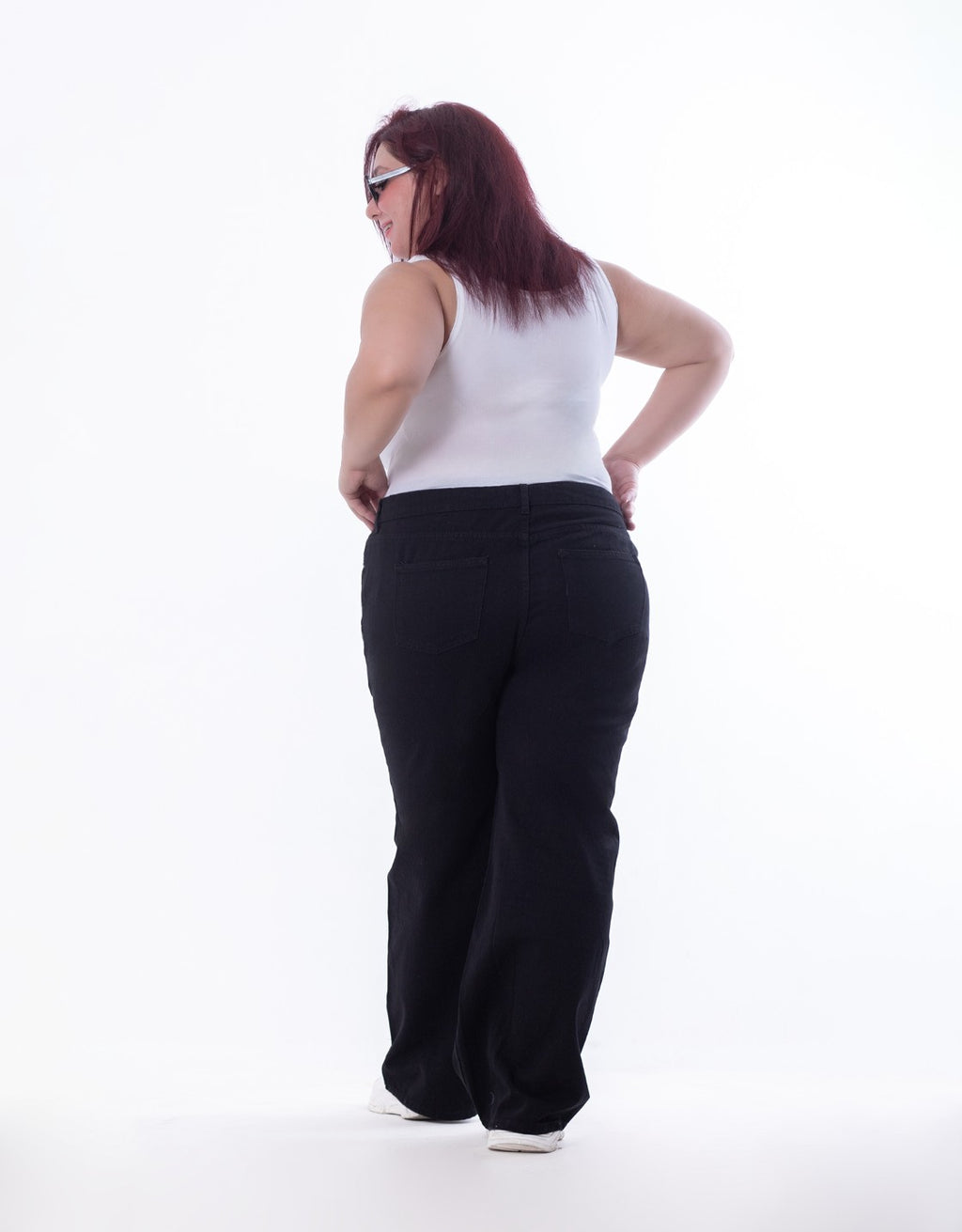 Plus Size Strass Studded Jeans Pants Black Color OBD-350BL