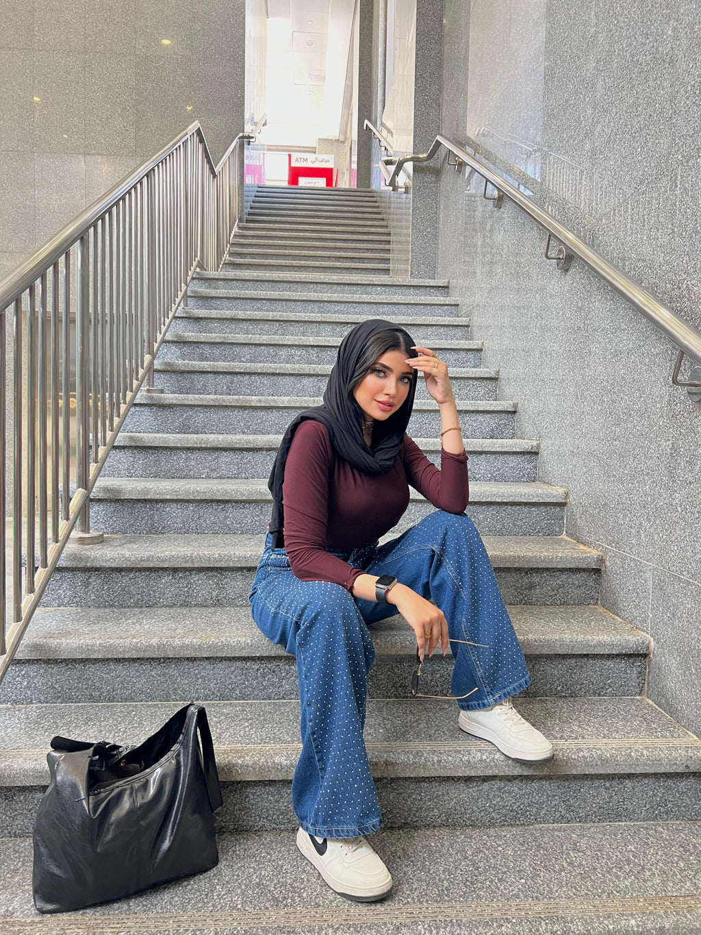 Strass Studded Jeans Pants Dark Blue OBS-350B