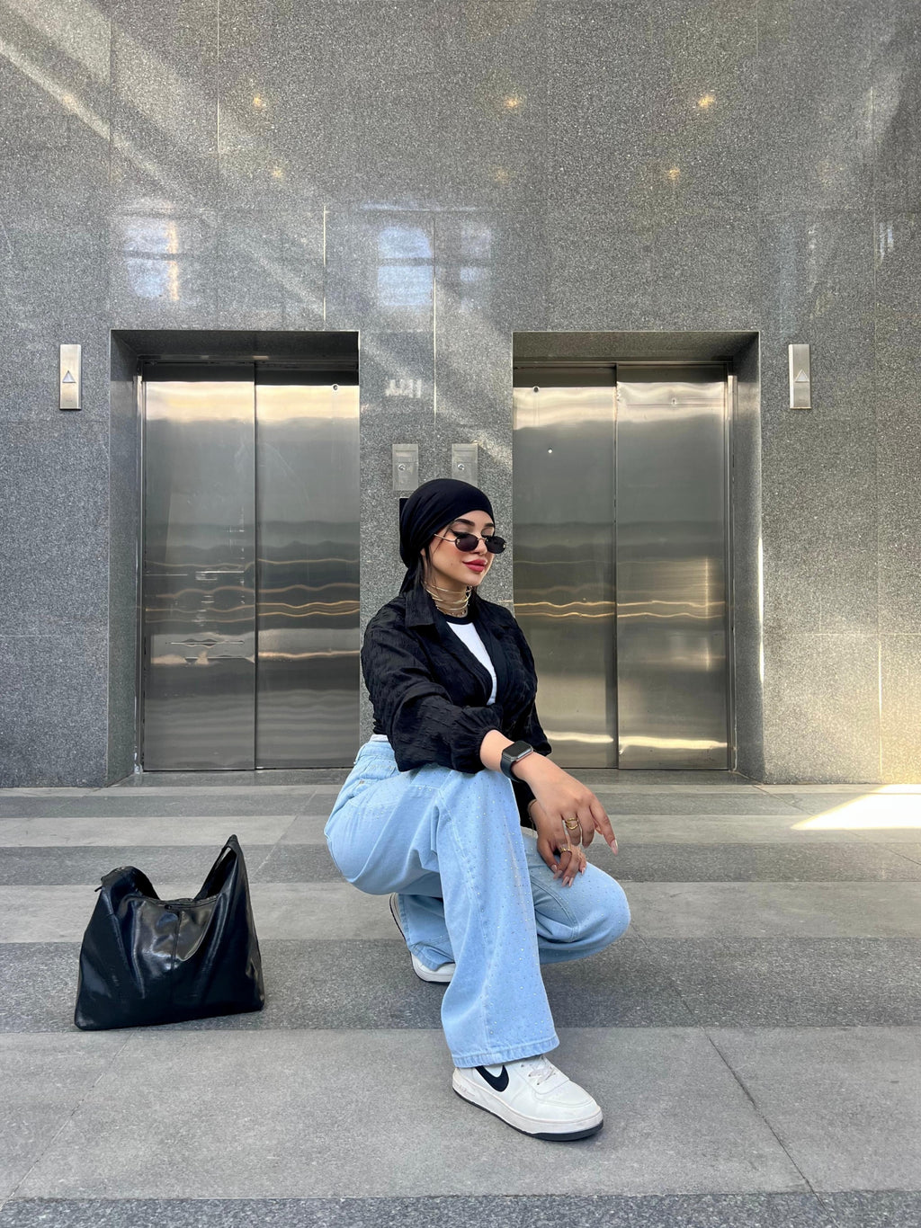 Strass Studded Jeans Pants Light Blue OBS-350C