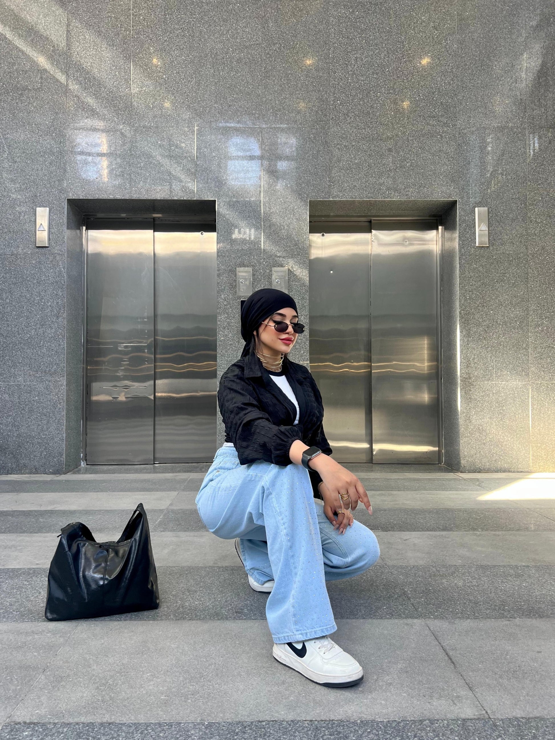 Strass Studded Jeans Pants Light Blue OBS-350C