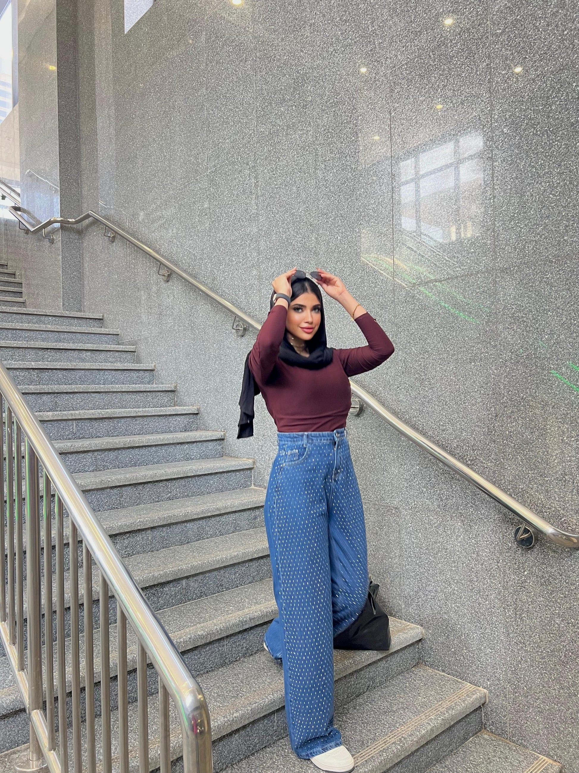 Strass Studded Jeans Pants Dark Blue OBS-350B